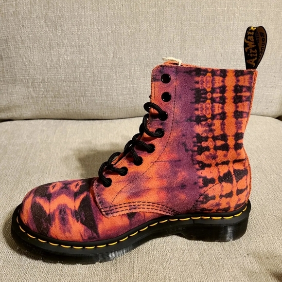 Dr. Doc Martens 1460 Pascal Tie Dye Leather Lace Up Purple Combat Boots Size 7 - Picture 4 of 8